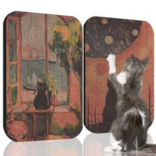 2 PCS 16.7x11x1 Inch Art Wall Mounted Cat Scratcher Pad Board Indoor Toy