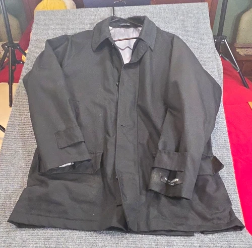Metropolitan View Men's Black Overcoat M Cotton Blend Satin Lined Italy - product listing photo