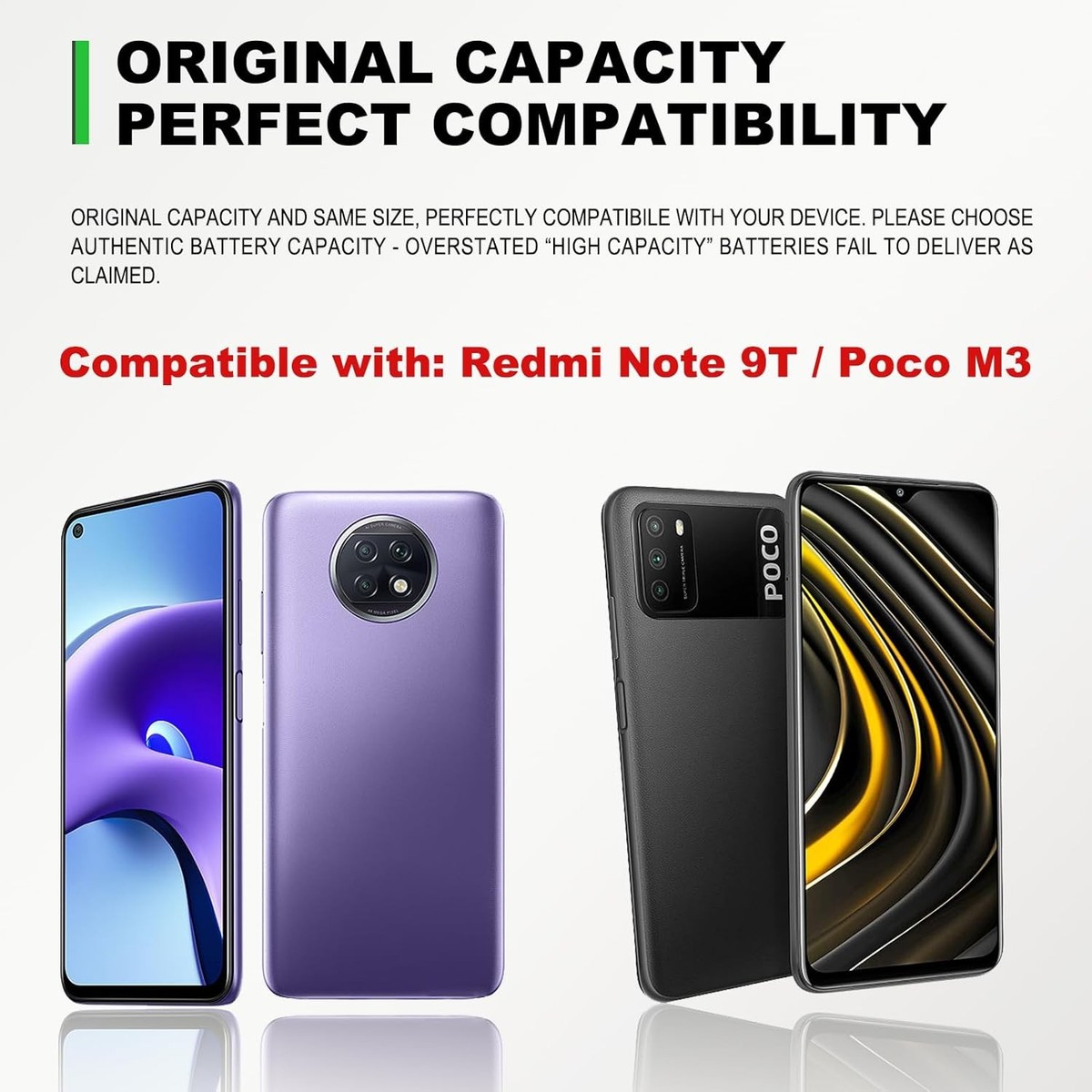 New BN62 Battery Compatible with Redmi Note 9T Poco M3 Includes