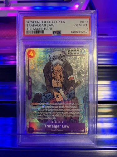 🔥 TRAFALGAR LAW TREASURE RARE (ST10-010)(TR)(OP07) One Piece Card PSA 10 🔥