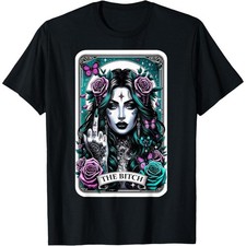 Unisex Retro Sugar Skull Tarot Card Graphic T‑Shirt, Made in USA