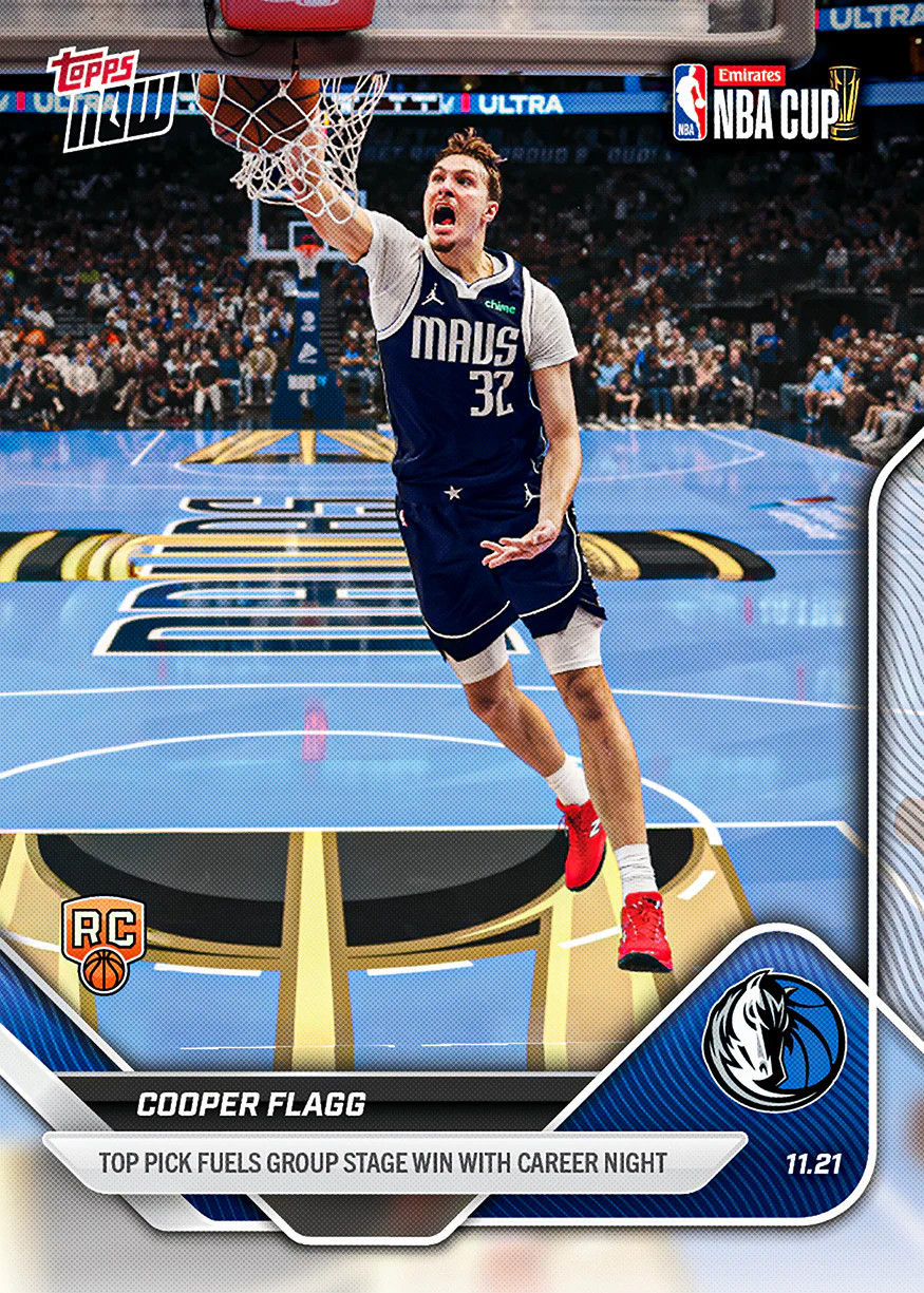 2025-26 Topps Now NBA 60 Cooper Flagg Dallas Mavericks RC Career Night