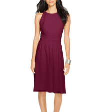 RALPH LAUREN Sleeveless Ruched Georgette Gown Womens 12 Cocktail Evening Dress