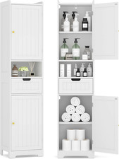 Modern 67" Tall Bathroom Storage Cabinet with Adjustable Shelves and Drawers