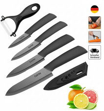 Cadrim Keramikmesser Set 5-teilig, Kochmesser mit Klingenschutz, Gemüsemesser un