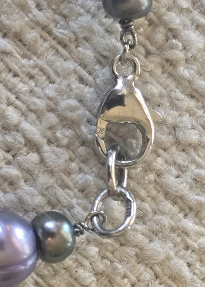 Honora Black Cultured Freshwater Pearl Necklace W/ 925 Sterling Silver Clasp 16" - Image 3 of 4