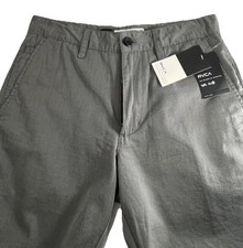 RVCA Chino Shorts Men Sz 30 Flat Front Grey Cotton Blend 30