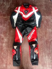 Dainese Motorcycle Racing Leather Suit - Red Black White - Size 56 Excellent Con