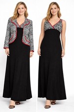 Vtg 60s 2pc Maxi Dress Jacket 4-6 Black Mod Folk Festival Red Ric Rac Trim