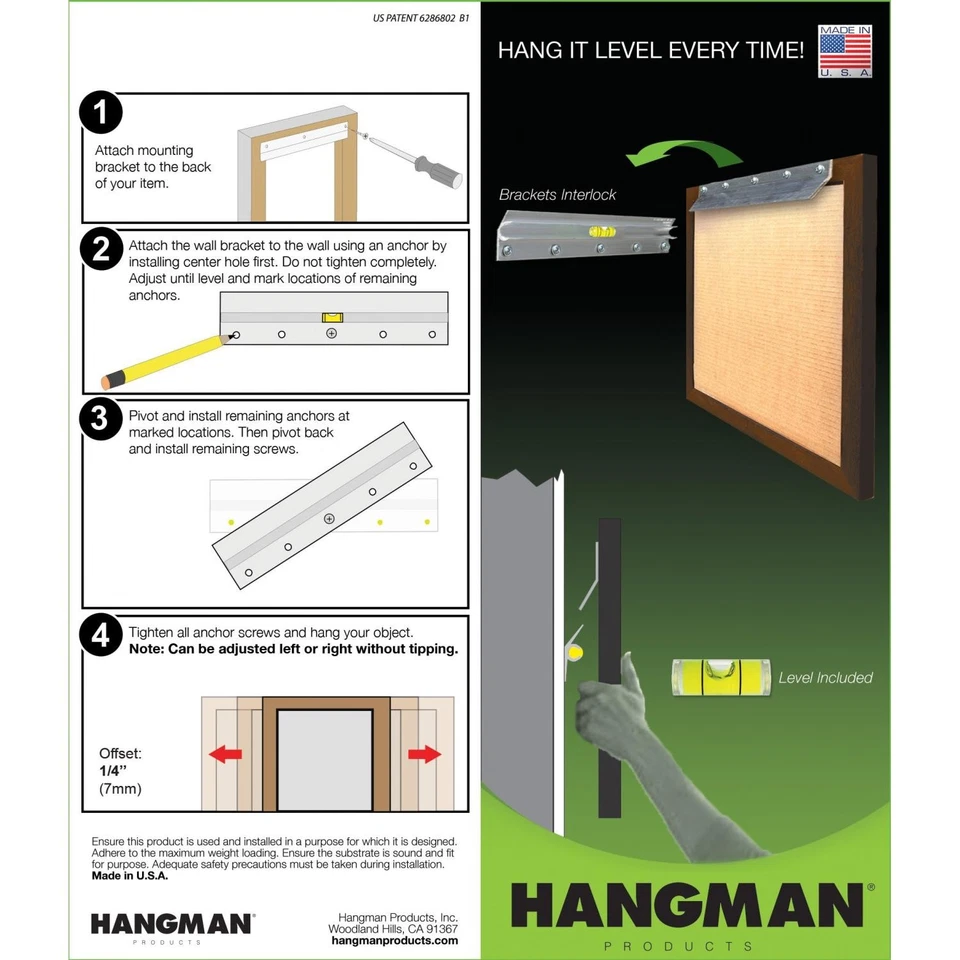 Heavy-Duty Z Bar Mirror & Picture Hanger 450mm 18" Hangman HM-18D French Cleat - Image 2 of 3