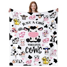 60x50 Inch Cow Flannel Throw Blanket Soft Cozy Bedding Decor Animal Lover