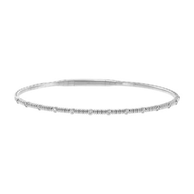 14KT White Gold Alternating Diamond Flex Bangle