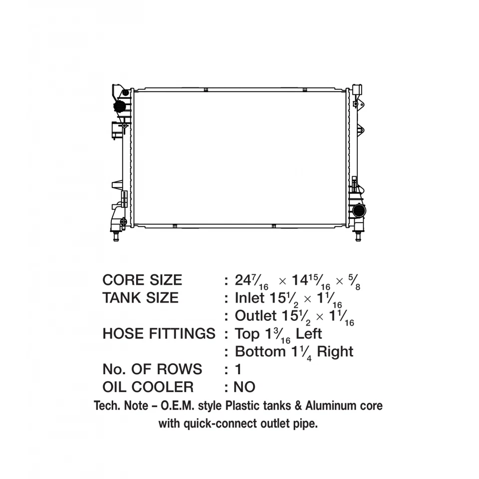 CSF para Fiat 500 2012 13 14 15 16 17 18 2019 radiador plástico 1,4 L Foto 2 de 4