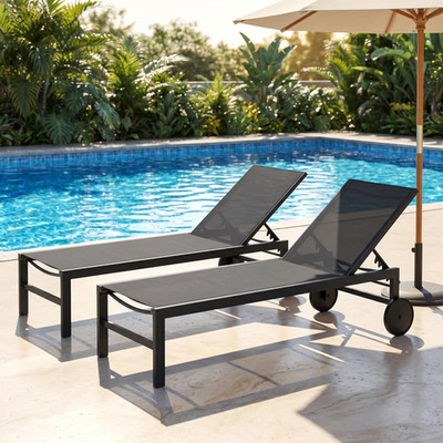 SUNLEI Patio Lounge Chair Outdoor Set of 2, Outdoor Chaise Lounge W/5-Position A