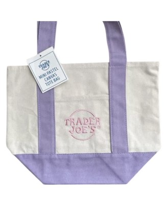 Trader Joe's Mini Canvas Tote Bag Lavender Purple Hottest It Bag