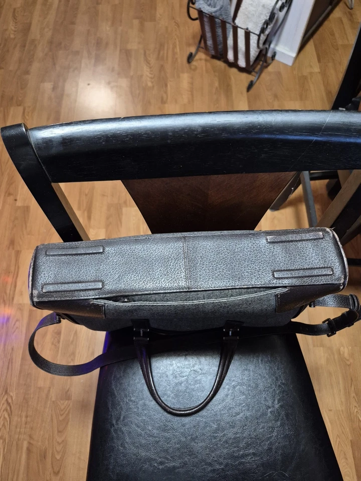 Tumi Astor Regis Slim Ziptop Brief Earl Gray Coated Canvas And Brown Leather - Image 3 of 4