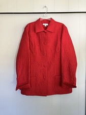 Coldwater Creek Womens Red 100 Silk Quilted Jacket Size XL Lightweight