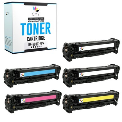 5-Pack CMYi Replacement 201X Printer Toner for HP Color LaserJet Pro MFP M274n