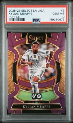 2025-2026 PANINI SELECT LA LIGA #9 KYLIAN MBAPPE PURPLE /125-PSA 10-POP 1