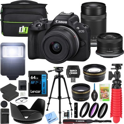 Canon EOS R50 Mirrorless Camera 2 Lens Kit 18-45mm + 55-210mm + Premier Bundle