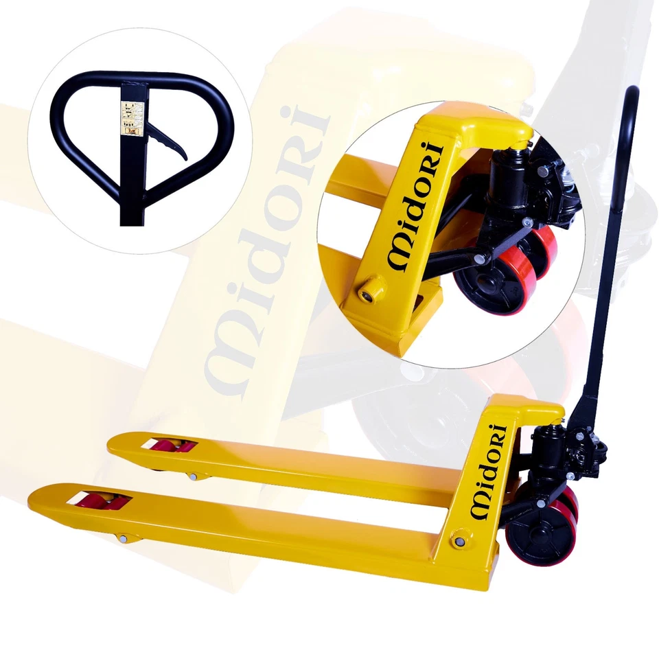 MIDORI Handhubwagen Hubwagen Gabelhubwagen Palettenwagen PU Tandem Hartgummi NEU