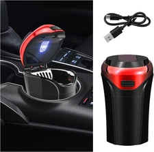 Ashtray with Lid, Detachable USB Rechargeable Auto Cigarette Lighter with Red