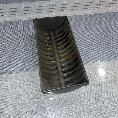 Vintage Elongated Ribbed Baking Pan Silver Patina Rustic 9 1/2 long by 4 1/2 