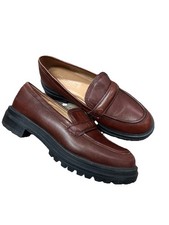 Madewell Womens Bradley Lugsole Chunky Loafer Brown Cherry Wood Leather Size 7