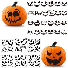 Halloween Pumpkin Face Stickers, Pumpkin Decorating Stickers Black Ghost Face