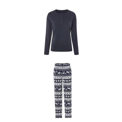 Damen Fleece Pyjama Esmara Schlafanzug Größe S Navy  Weihnachten