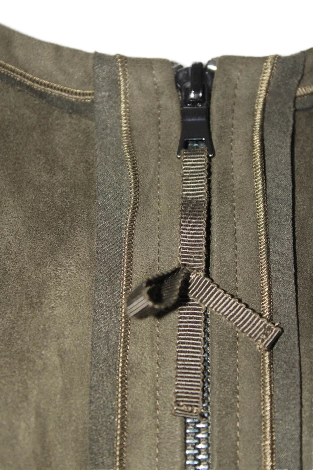 Chaqueta de manga larga con cinturón cremallera completa cuello redondo verde oscuro Elie Tahari para mujer talla 6 Foto 4 de 4