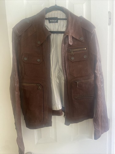 Men’s Dolce & Gabbana Brown Leather Jacket Size 38