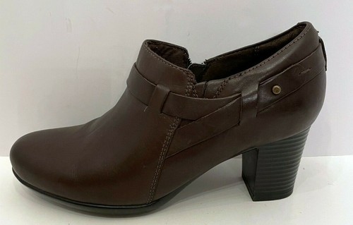 Clarks Bendables Mujer Cremallera Tacón Apilado Botines Talla 7.5M Cuero Marrón - Imagen 5 de 11