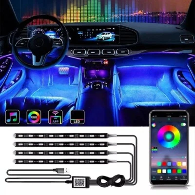 GI-STAR STRISCIA INTERNI AUTO 36 LED APP RGB LUCI VANO PIEDI ATMOSFERA AMBIENTE USB 5V