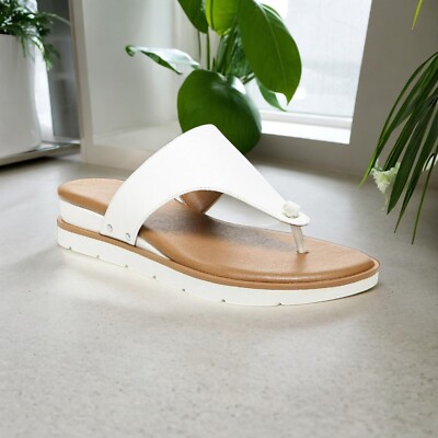 Style Company Womens Emmaa Thong Knotted Flat Sandals White