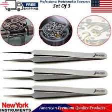 Silver Pointed Tip Watch Jewelry Repair Watch Maker Repairing Tweezer Set Of 3