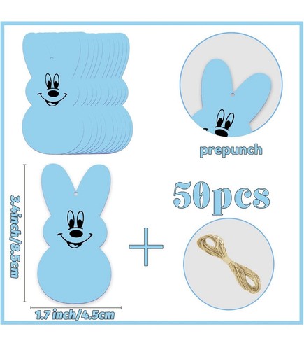 50pcs Bunny Easter Paper Hanging Gift Tag with Strings Decoration Party Supplies - Picture 6 of 6