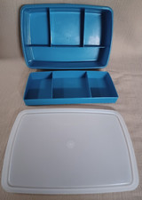 VINTAGE TUPPERWARE TUPPERCRAFT BLUE STOW-N-GO 3 PC. ORGANIZER 767-4