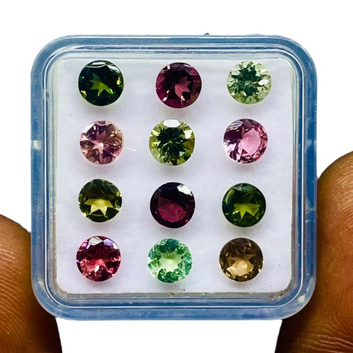 12 Pcs Natural Tourmaline 4.8mm Round Cut Multi Color Loose Gemstones Lot 5 Cts - Picture 6 of 8