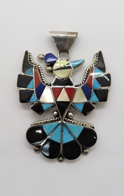 Vintage Delwin Gasper Zuni 2010 925 Silver Thunderbird Pendant 