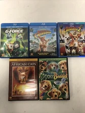 LOT OF 5 DISNEY BLU-RAY DVD's Animals G Force Cats Beverly Hills Chihuahua 1 2