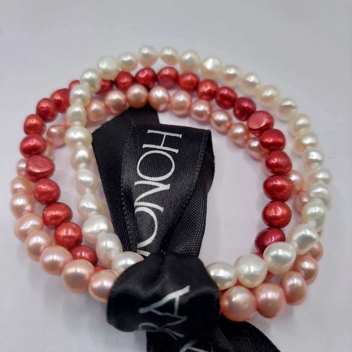Three New Honora Cultured Pearl Bracelets Dyed Iridescent 3 Inch Stretch