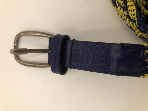 Vintage DOLCE & GABBANA Blue Yellow Leather Belt 40 in 100cm - Picture 4 of 6