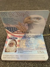 Christmas Santa United States Passport Tree Ornament Travel USA Paper Holiday