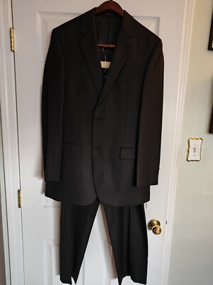Alfani Men's Black Pinstripe Piece Suit Slim Fit Macy's Jacket 40L