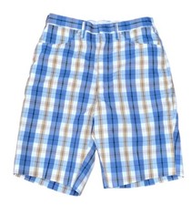 Vtg 70s Boys Kmart Plaid Shorts Hong Kong Permanent Press Chino SEE MEASUREMENTS