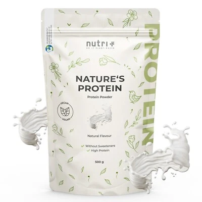NUTRI-PLUS Eiweiß Protein Pulver ohne Zucker + Süßstoff - Proteinpulver Vegan Shake 500g