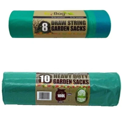 Ecobag Sacchetto Rifiuti Giardino Sacchi Forte Resistente Verde 50L o 100L Litri