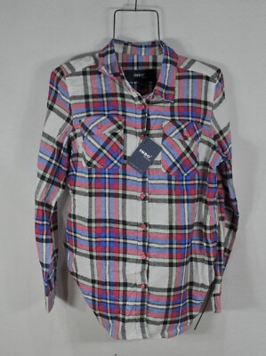 INSO Collection Ladies Basic Shirt XL Long sleeve Flannel Plaids Multicolor NWT