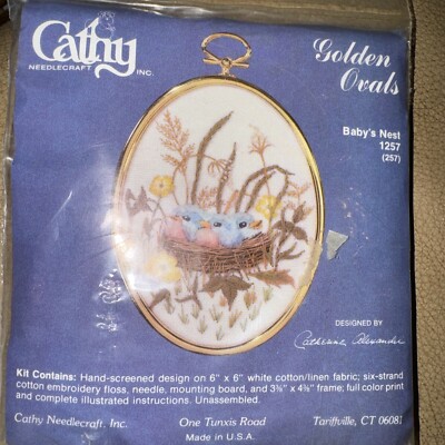 Cathy Needlecraft Golden Ovals Birds Baby s Nest #1257 Embroidery Kit  